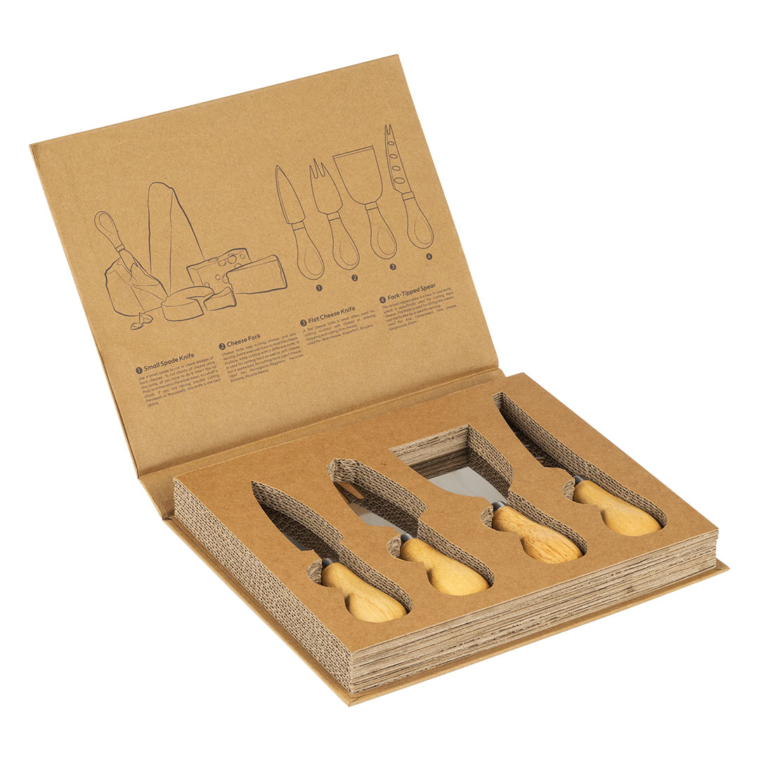 Set pribora za sir sa drvenom drškom, 4/1
